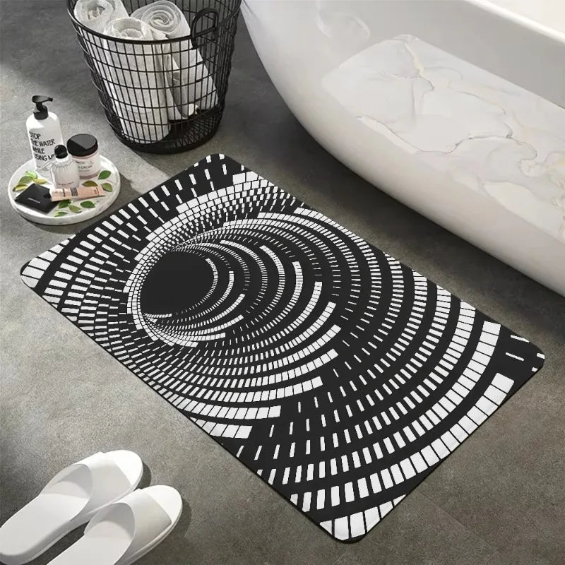 3D Vortex Illusion Rug Non-Slip Carpet Fun Kids Room Bedroom Balcony Living Room Welcome Floor Mat Home Decor