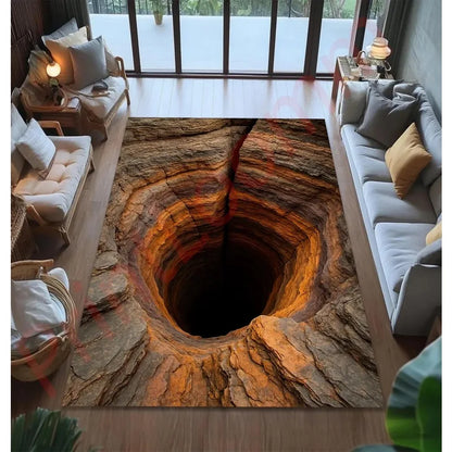 3D cave illusion novelty floor rug