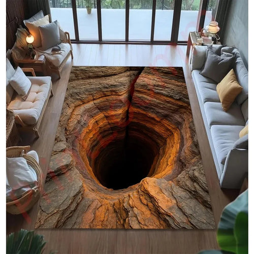 3D cave illusion novelty floor rug