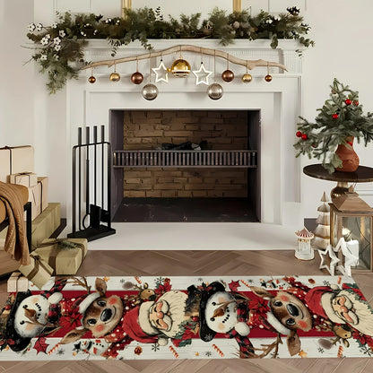Extra-long washable Christmas runner rug for hallway decor
