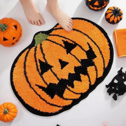 Halloween pumpkin plush soft decorative rug