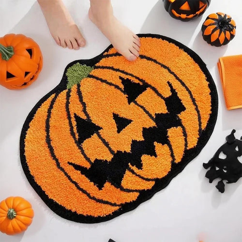 Halloween pumpkin plush soft decorative rug