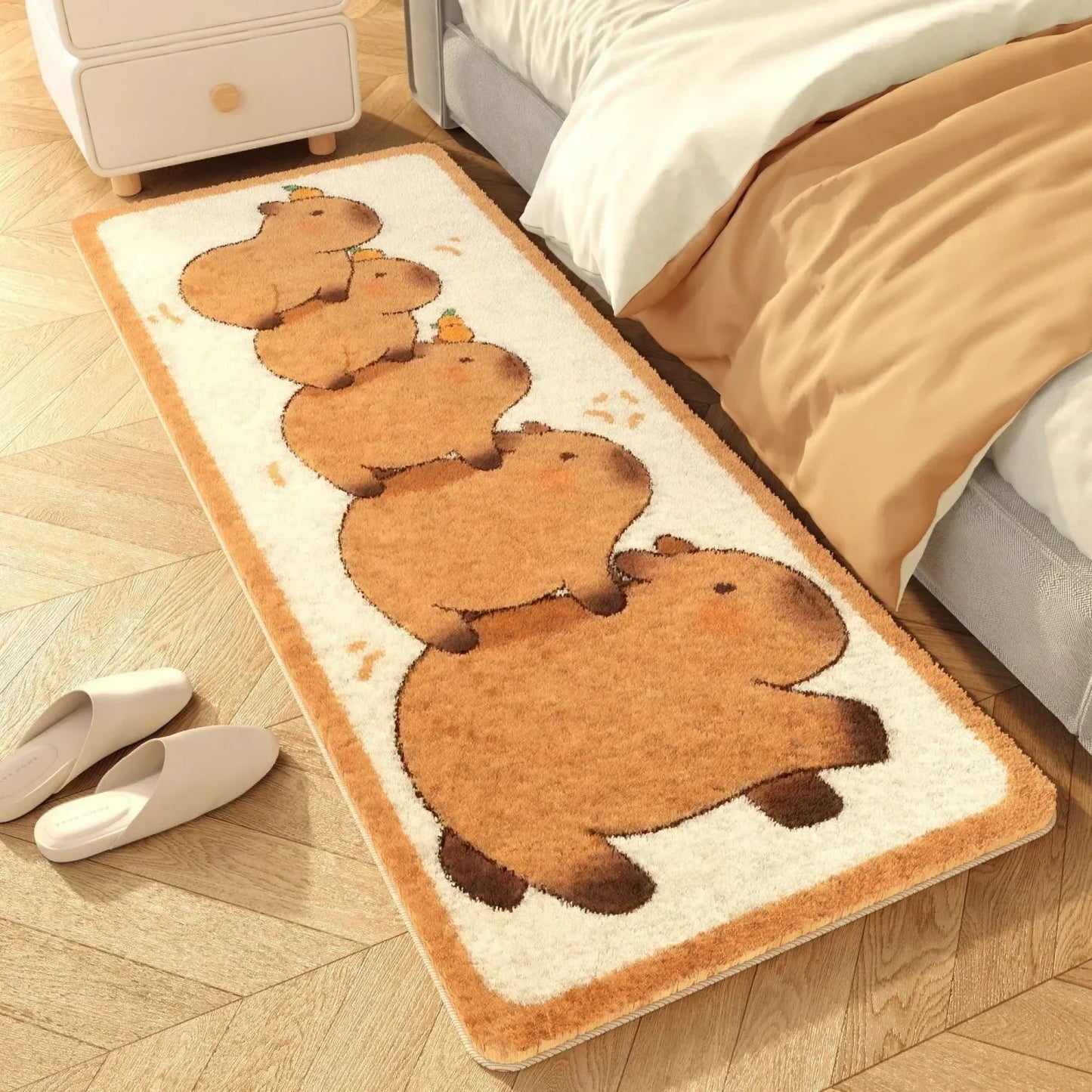 Cute Capybara Cashmere Bedside Rug
