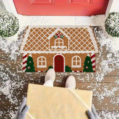 VIKAMA Christmas Gingerbread House Shaped Soft Microfiber Area Rug