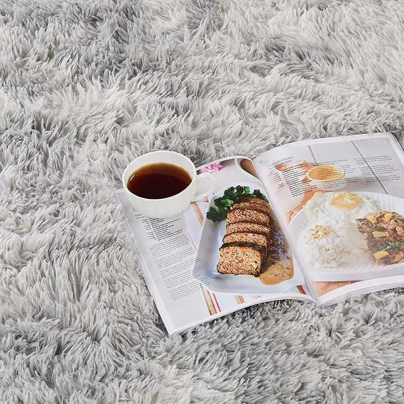 Gray Plush Fluffy Anti-Slip Area Rug