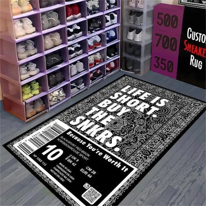 Sneaker Box Carpet Mat Non-Slip Floor Rug Home Bedroom Living Room Decor Sneaker Style Carpet