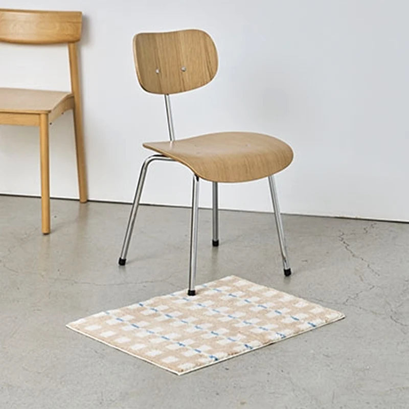VIKAMA Korean Striped Checkered Bedroom Rug
