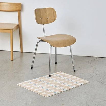 VIKAMA Korean Striped Checkered Bedroom Rug