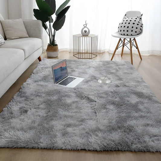 Machine Washable Grey Shaggy Area Rug Soft Fluffy Non-Slip Indoor Carpet