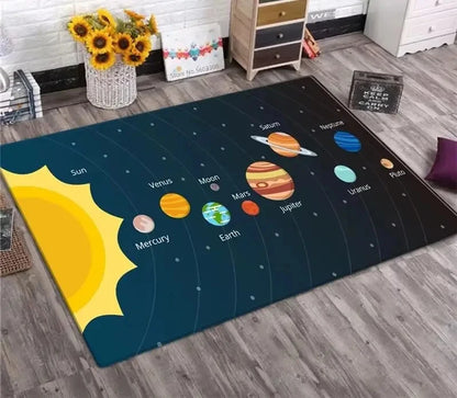 Solar System Galaxy Rug Planet Design Non-Slip Floor Mat Living Room Kids Bedroom Home Decoration