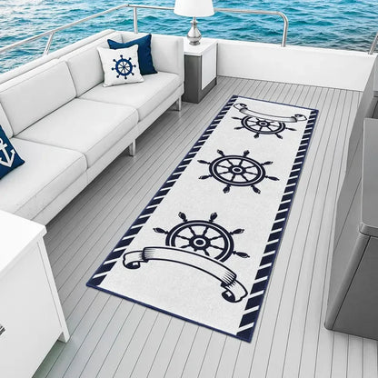 Nautical Anchor Compass Marine Area Rug