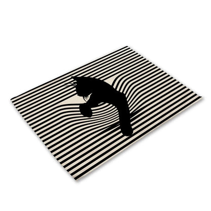 Cute Black Cat Kitchen Placemat Set