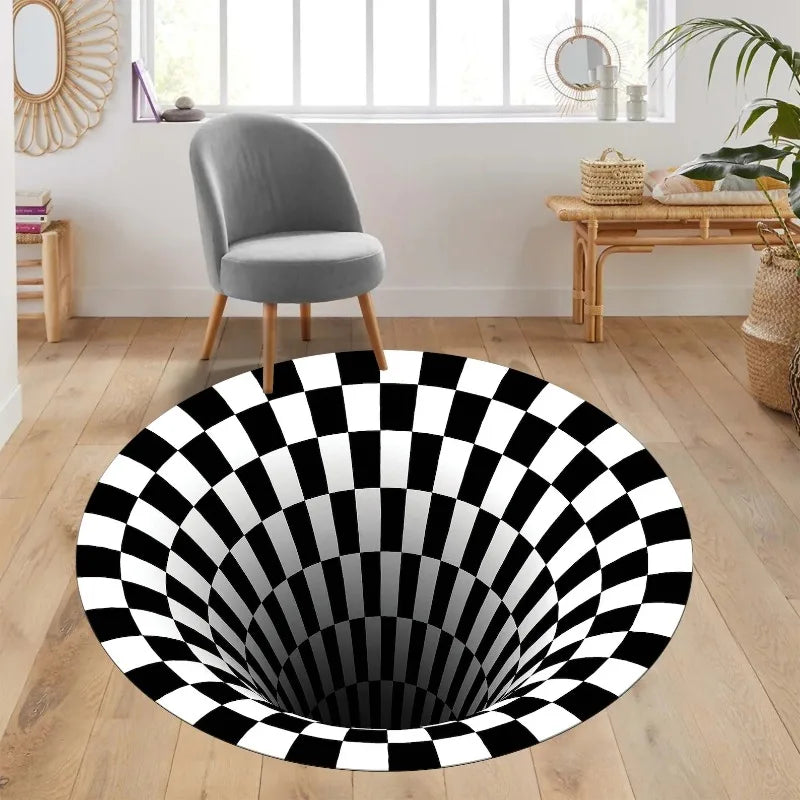 3D vortex optical illusion round rug